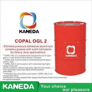 KANEDA COPAL OGL 2 Äärimmäisellä paineella liimattu alumiinikompleksirasva kiinteillä voiteluaineilla raskaisiin sovelluksiin.